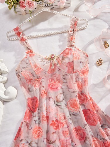 Sexy donna lingerie floreale babydoll biancheria intima pigiama camicia da notte slip dress set - Foto 169 di 214