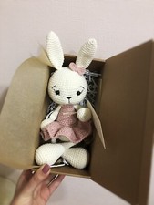 Bunny plush toy handmade bunny stuffed animal crochet baby gift doll. KnitInBy