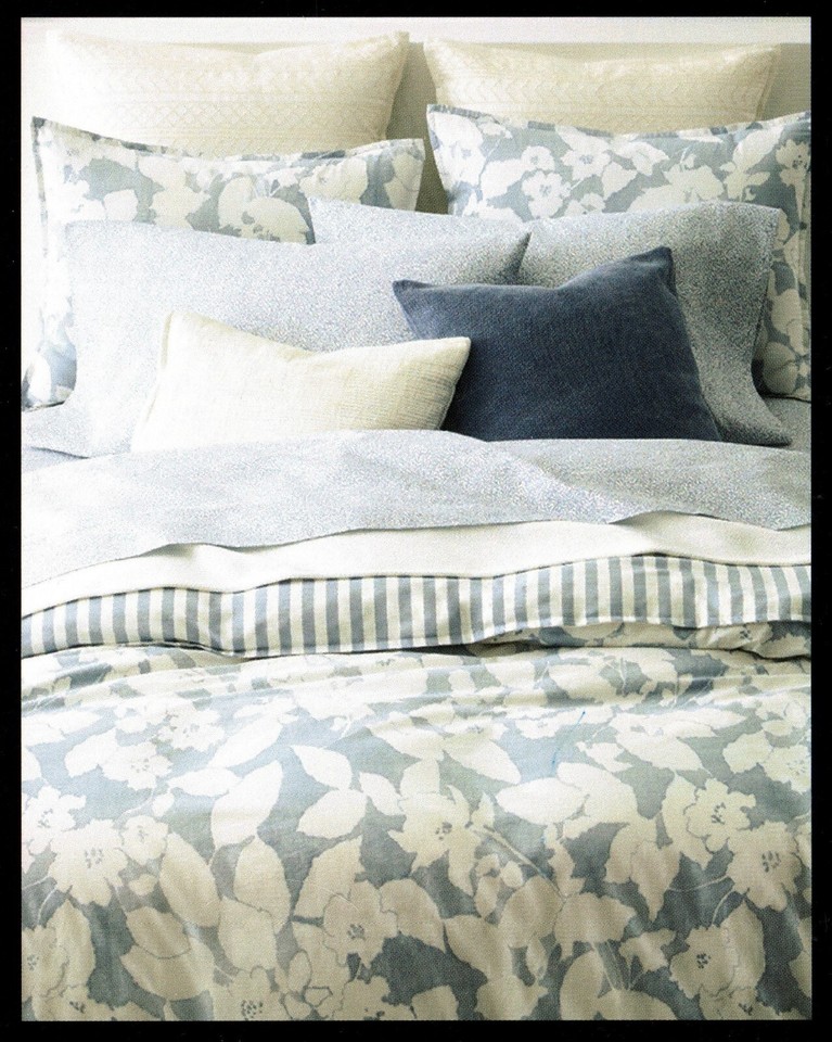 Ralph Lauren Queen Sheet Set Willa Leaf 4pc Chambray Blue Cottage Chic