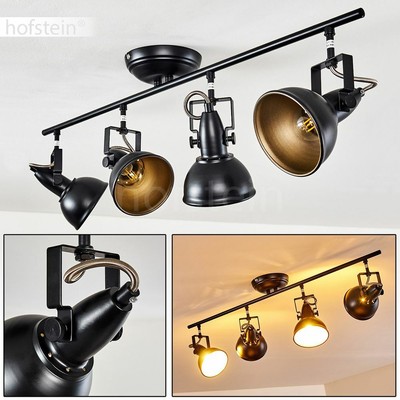 Vintage Wohn Schlaf Raum Leuchte Decken Lampe Flur Dielen Strahler schwarz-gold