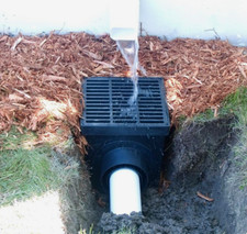 Square Catch Basin Drain Kit 2-Opening Black Plastic Grate 2 Outlet Adapters 12"
