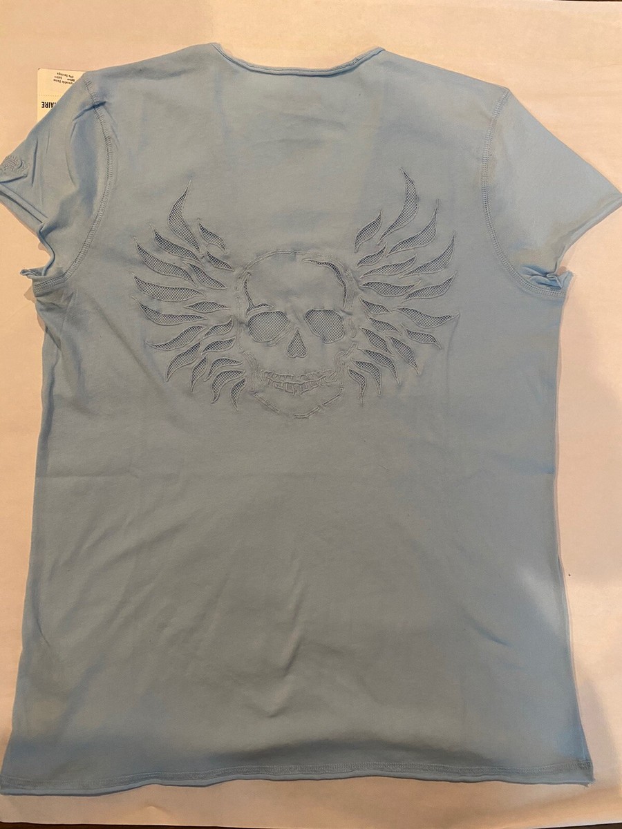 Zadig & Voltaire Story Skull Wings Fishnet Short Sleeve Tee