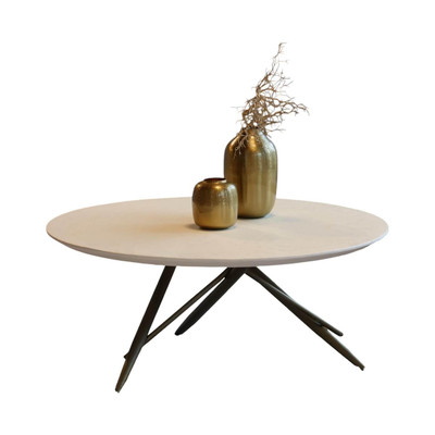Bretz Couchtisch Ohlinda Type J 118 L Rund WS White Stone Weiß Gestell 
