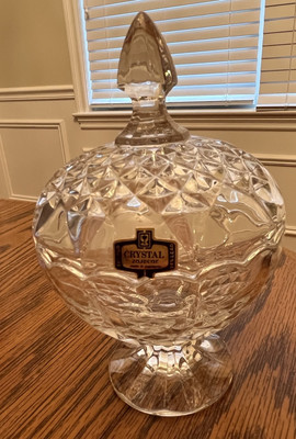 Vintage 1980 s Crystal D Adriana Duchess Candy Lead Crystal Candy Dish NIB
