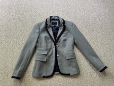J Crew Schoolboy Women  s Blazer Gray With Navy Trim Blazer 100 Wool Size 0