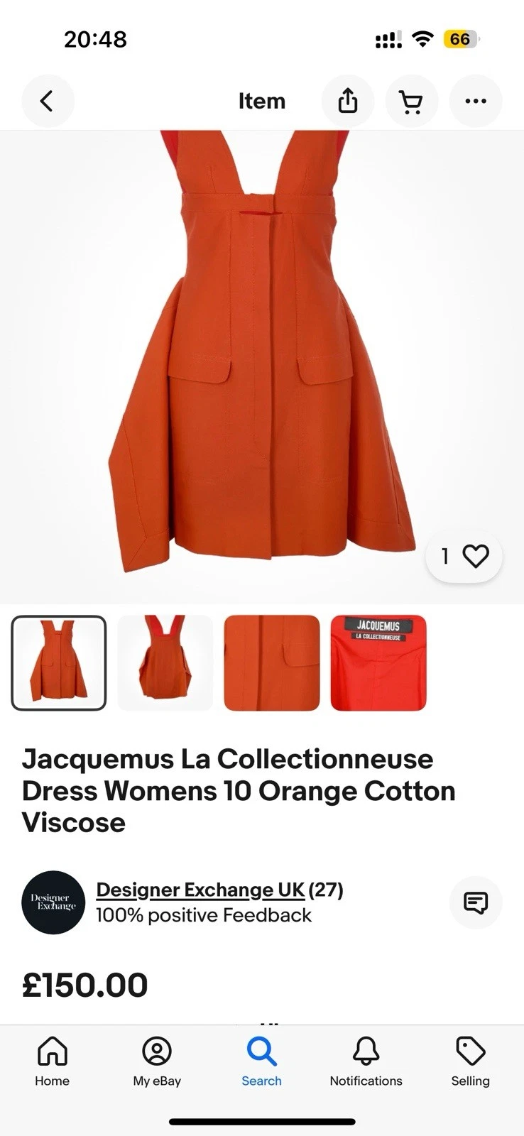 Abito donna Jacquemus La Collectionne 10 arancione cotone viscosa
