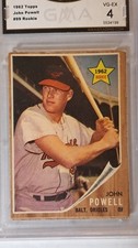 1962 Topps Boog Powell ROOKIE CARD GMA Graded 4 VG-Excellent. rookie card picture