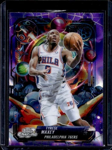 2025 Topps Cosmic Chrome Tyrese Maxey Purple Nebula Refractor (RAW)