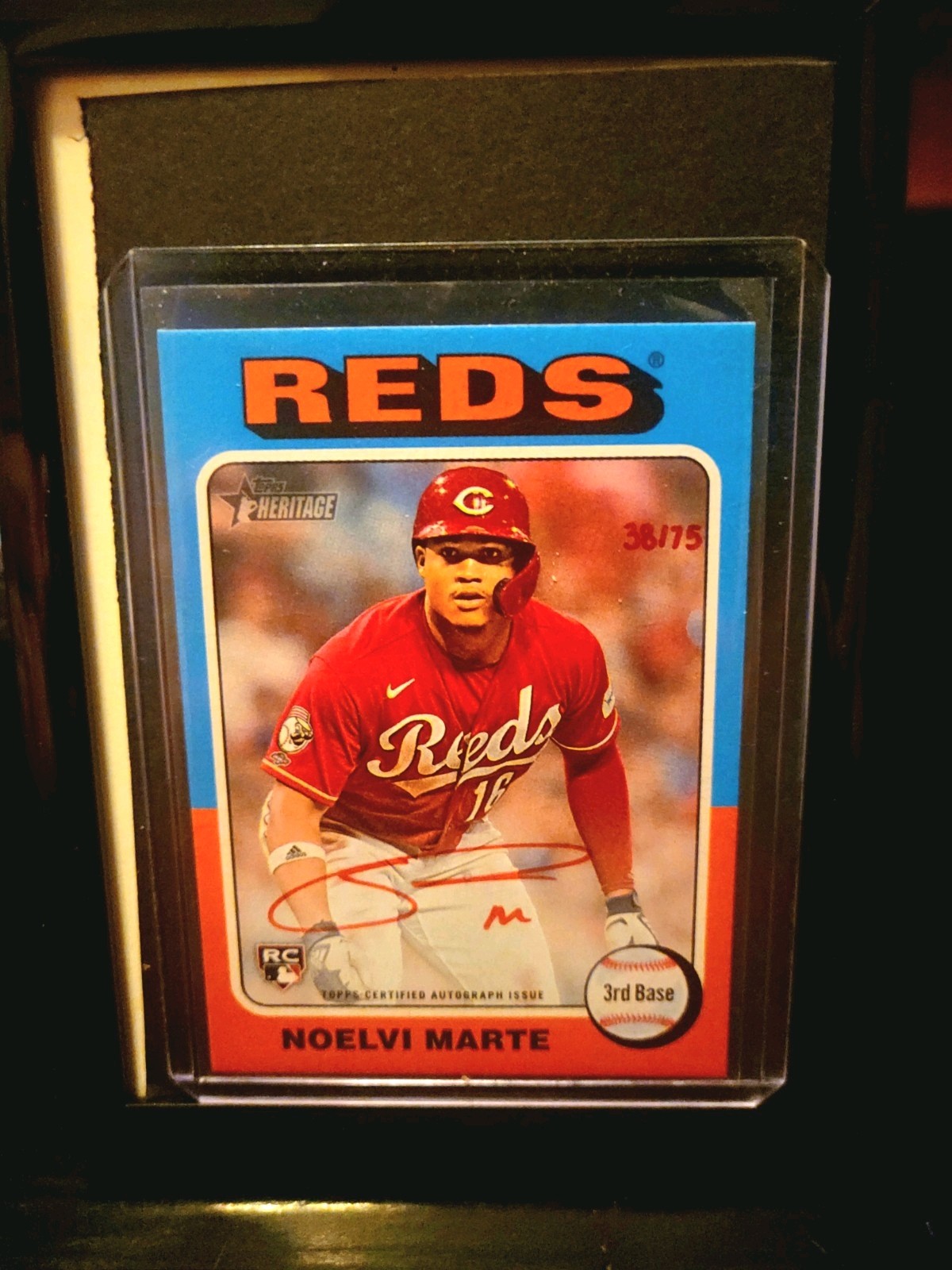 2024 Topps Heritage High Number Noelvi Marte RC Real One Autograph Red Ink 38/75