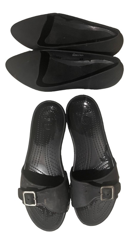 Crocs Iconic Comfort Black Slip On Rubber Flats Women's Size 7