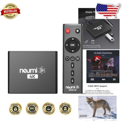 NEUMI ATOM 4K Media Player - 4TB USB, SD Card, H.265, Auto Resume