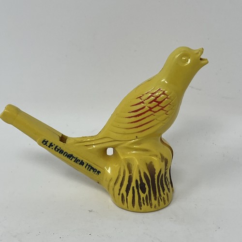 Vtg Whistle B.F. Goodrich Tires Yellow Bird On Stump 2.5”
