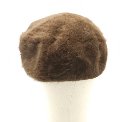 Vintage Kangol Hat Size Small Cossack Beret Angora? Wool? Fuzzy Brown 21.5''