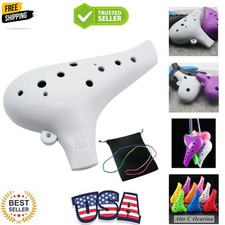 Plastic Ocarina 12 Hole Alto C 12-Hole Ocarina Easy Instrument White