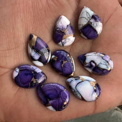Natural Purple Buffalo Copper Turquoise Pear 10x14 to 18x25 mm Cabochon Gemstone