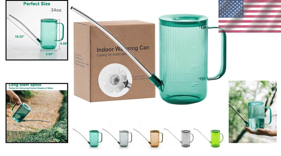 Regadera compacta de 34 oz con caño largo - Ideal para plantas de interior y suculentas Foto 2 de 4