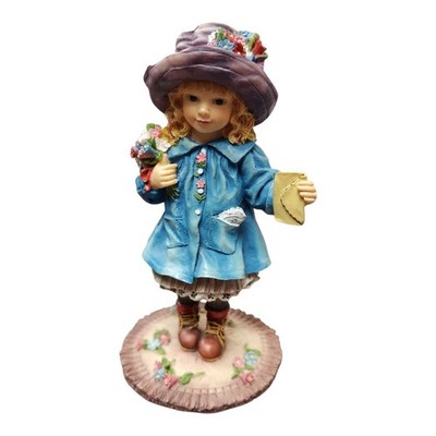 Leonardo Collection With Love Christine Haworth Figurine Blue Girl Flowers 5.5''