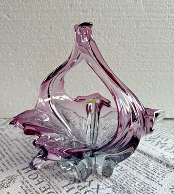 Vintage-Schale oder Korb aus Alexandrit-/Neodym-Glas, Murano Glas Kunst Italien