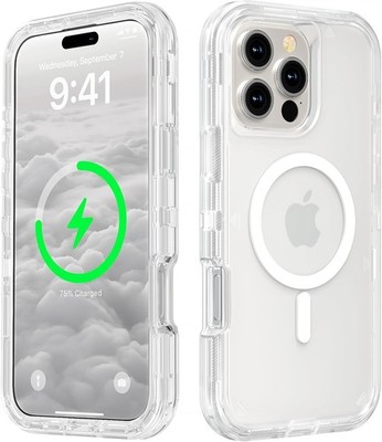 iPhone 16 Pro Max Case, Heavy Duty Shockproof Protection Phone Cases, Clear