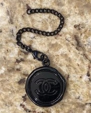 Authentic Chanel Novelty Keychain Black CC Logo