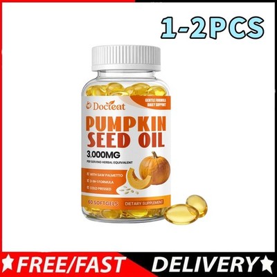 1-2PCS Pumpkin Seed Oil + Saw Palmetto |Cold Pressed Virgin Oil 3000Mg |Non-Gmo