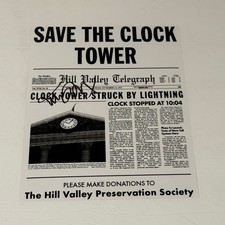 Michael J Fox Autographed Back to the Future Save Clock Tower Marty 8x10 Photo