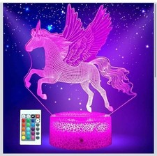 Enchanting Unicorn 3D LED Night Light Lamp Color Changing Dimmable Remote Gift