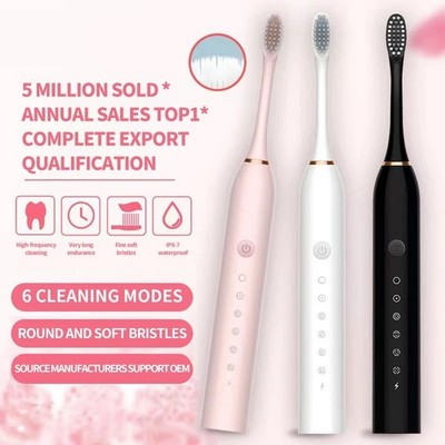 Sonic Electric Toothbrush Rechargeable 6 Mode with 3 Brush Head Precise Cleaning
