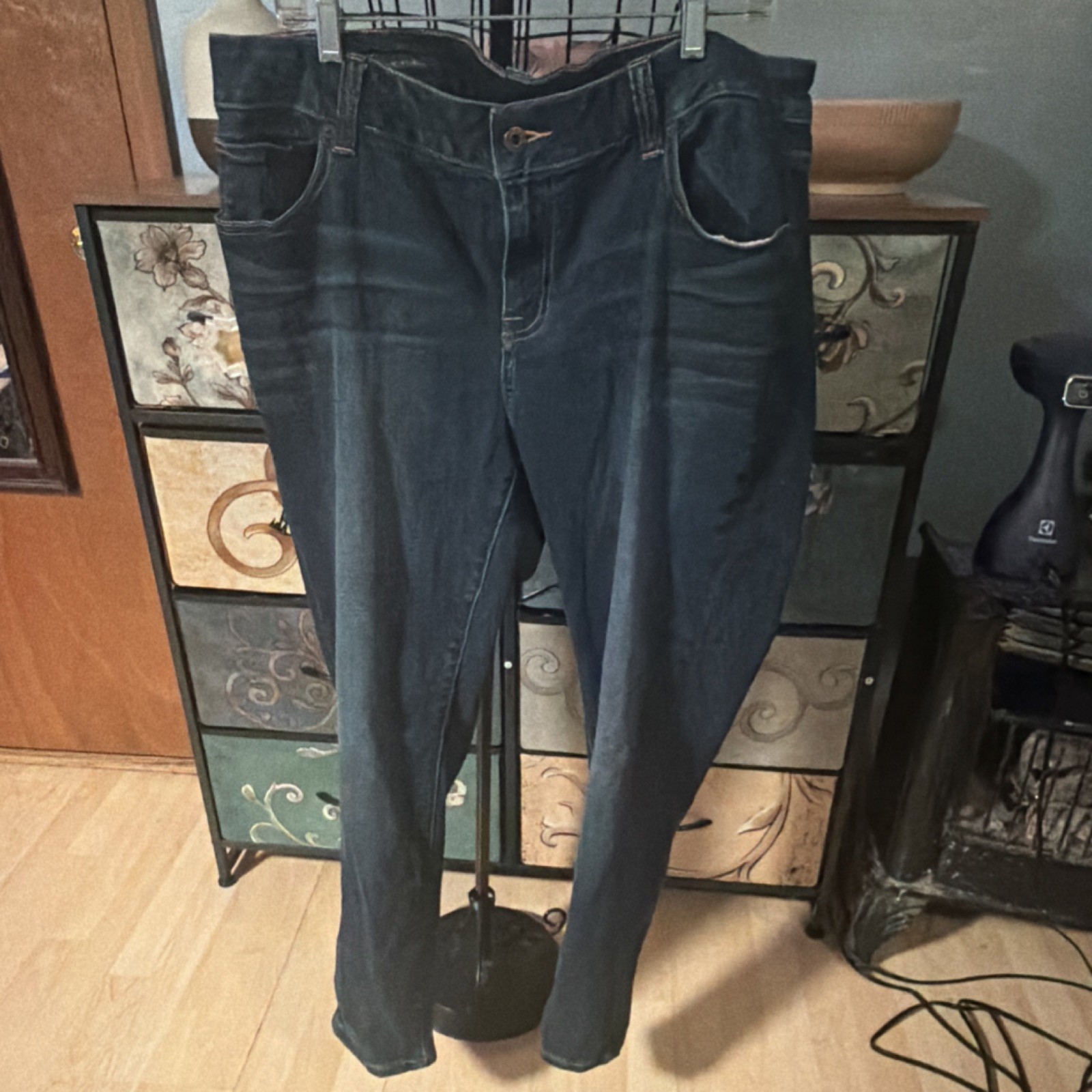 Lucky Brand Ginger Skinny Plus Size Dark Blue Embroidered 5-