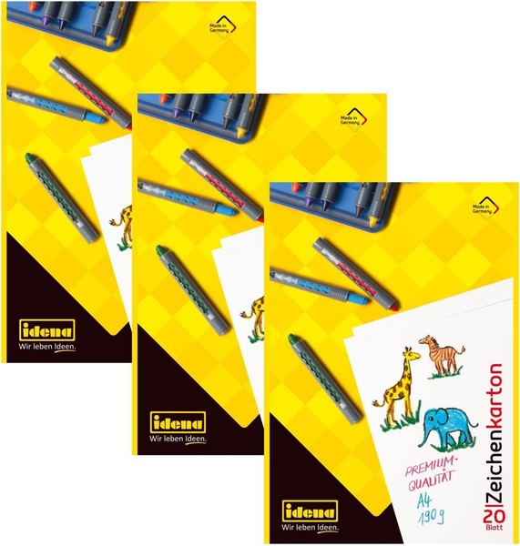 Idena 10381 Zeichenkarton Din A4 20 Blatt 190 G/M² 3 StüCk-image