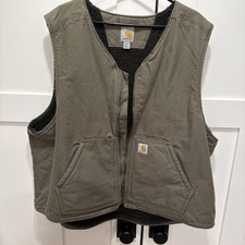 Carhartt Men  s 2XL Green Canvas Sherpa Lined Duck Vest