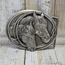 Vintage 1983 Siskiyou Buckle Company Brushed Silver Horse Buckle