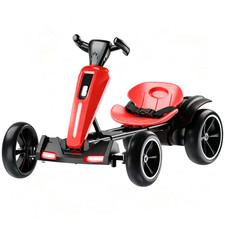 12V Electric Kids Go Kart, Foldable Ride-On Toy with Adjustable Seat, Red