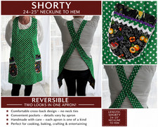 Cross Back Apron for Women SHORT with Pockets Pinafore