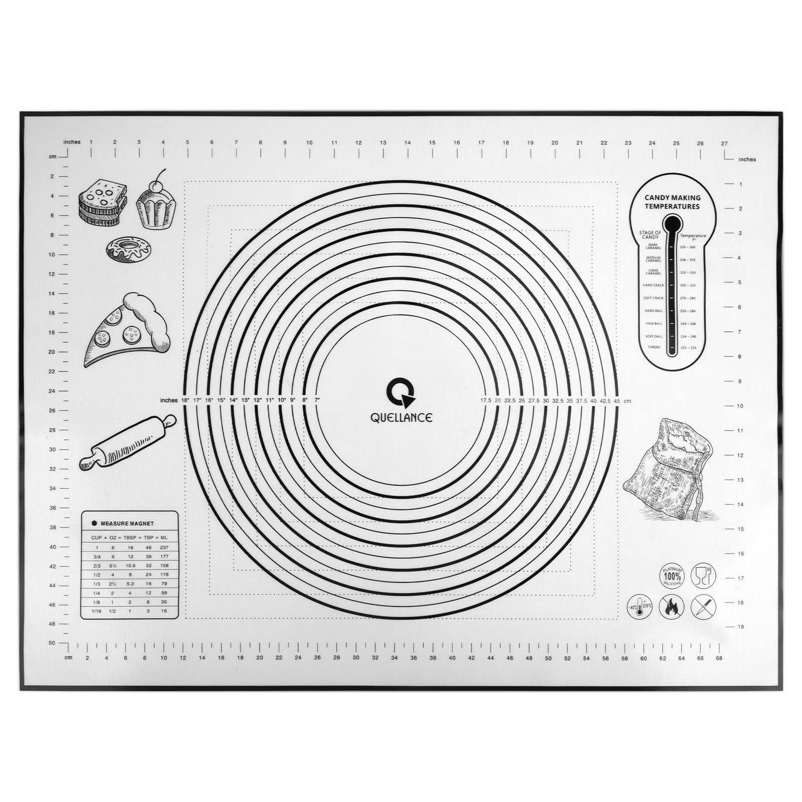 Silicone Pastry Mat - Non-Slip with Measurement Baking Mat for Fondant/Rollin...