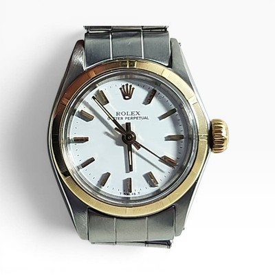 Rolex Oyster Perpetual Ladies 26 mm Two Tone White Dial Oyster Watch 6623 1967