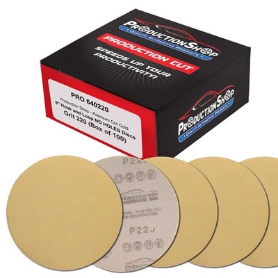 220 Grit 6'' Sanding Discs, Box of 100 - Hook & Loop Abrasive Sandpaper
