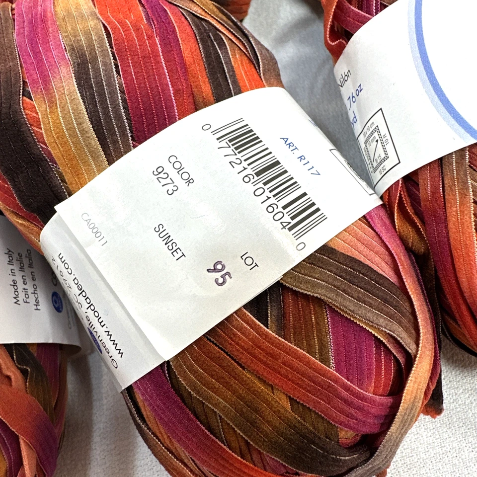 Lot 2 Moda Dea Ticker Tape - 1.76 oz - Orange/Magenta/Yellow Yarn - Sunset #9273 - Image 2 of 4