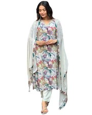 GoSriKi Women's Cotton Blend Straight Printed Kurta with Pant  Dupatta