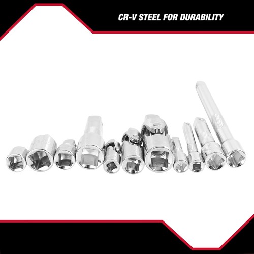 11 Piece Socket Accessory Set Chrome Vanadium Extension Adaptor Universal Joint - Picture 7 of 13