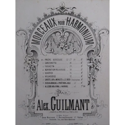 GUILMANT Alexandre Prière et Berceuse op 27 Harmonium ca1892 - Photo 1/4