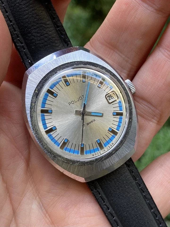 POLJOT Barrel Blue Ring 36,5mm | 2614.2H Serviced | Soviet Watch | Vintage 80's - Bild 4 von 4