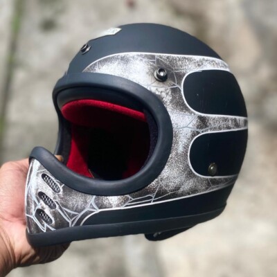 FULL FACE VINTAGE CUSTOM HELMET SLIMMOTO LITE BLACK