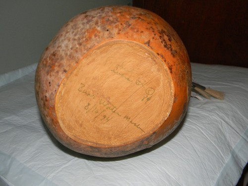LARGE Hand-Made Indigenous GOURD "Zuni Water Mask" by ROBERT RIVERS 22" Tall - Picture 21 of 22
