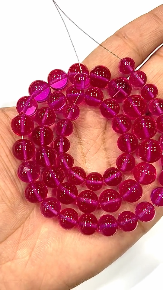 AAAA+ Pink Spinel Smooth Round Ball Beads Rare Gemstone Beads Necklace