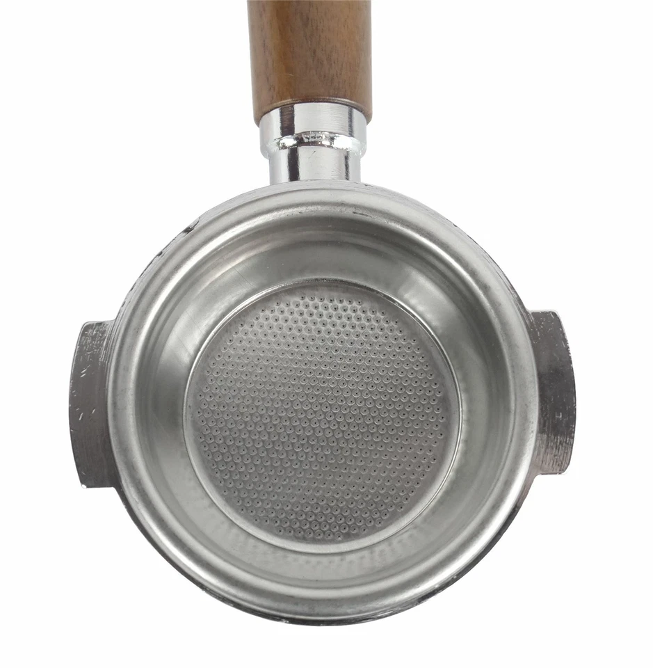 Siebträger für FIORENZATO-Espressomaschinen Walnussgriff - 2 Auslauf - 14g Sieb - Bild 2 von 4