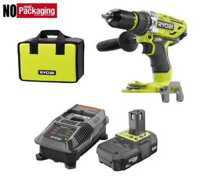 P118 Charger Ryobi P251 18V Brushless Hammer Drill W// P190 2.0Ah Li-Ion Battery