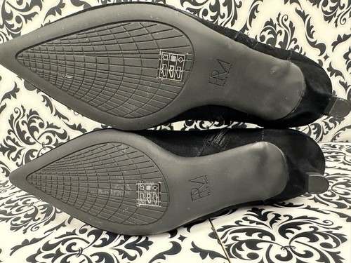 PELLE MODA " Candis"  Black Suede Leather Bootie Heeled  Boots Sz 5M FREE SHIP - Picture 6 of 8