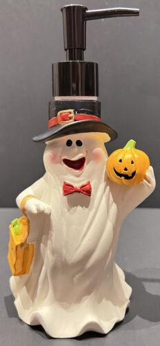 Avanti Happy Ghost Refillable 12 Oz Hand Soap Lotion Dispenser Halloween 9” Tall - Afbeelding 1 van 13