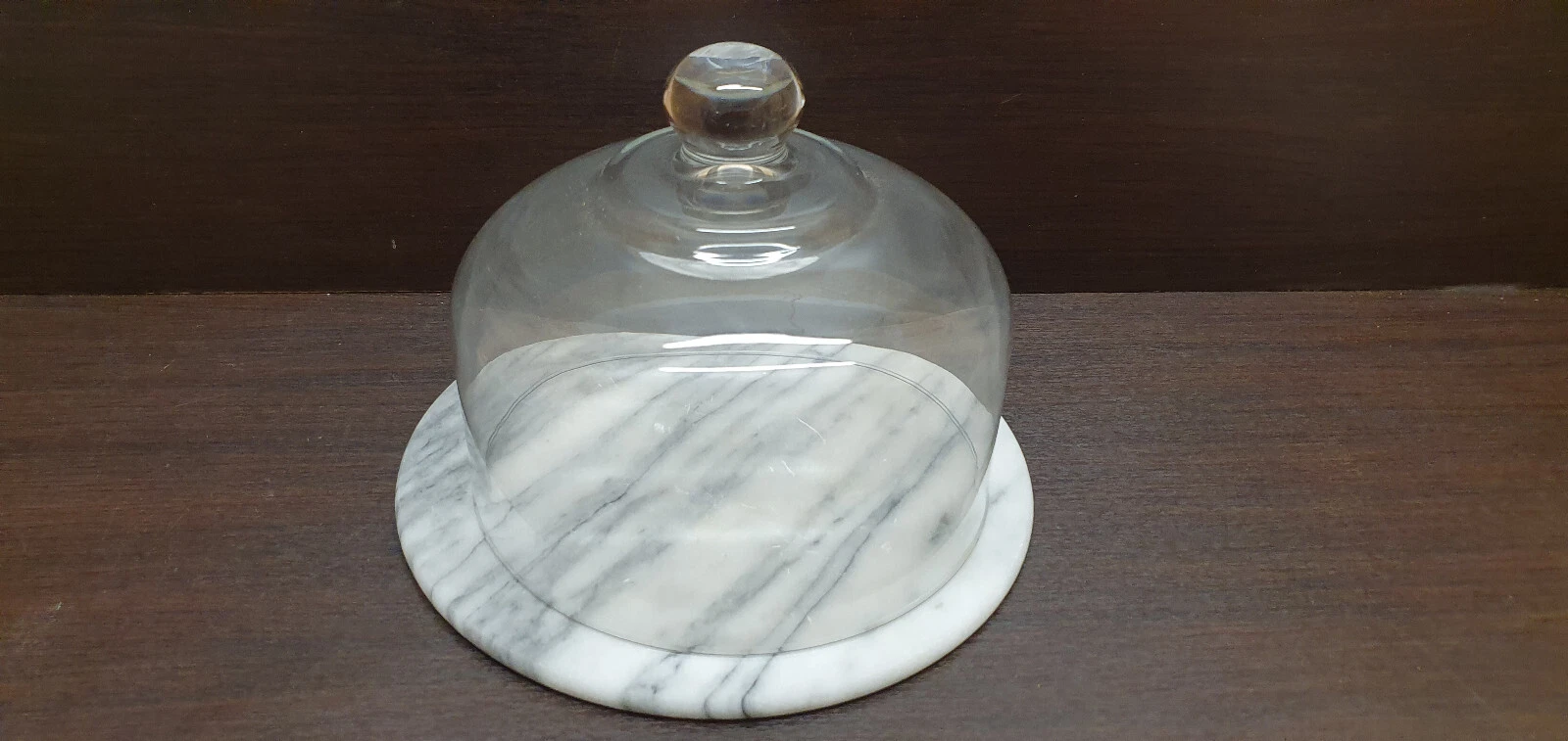 Glass Cheese Butter Dish with Marble Base Storage Container Large